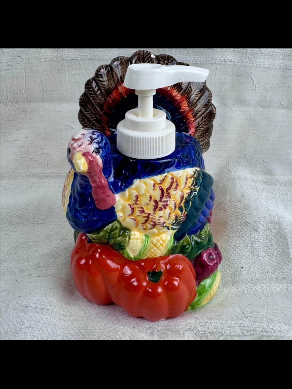 Unique Vintage Multicolor Ceramic Turkey Soap Dispenser